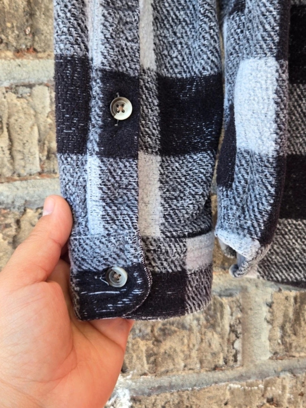 Time & True Black & Gray Plaid Flannel Sweater Shirt / Size L